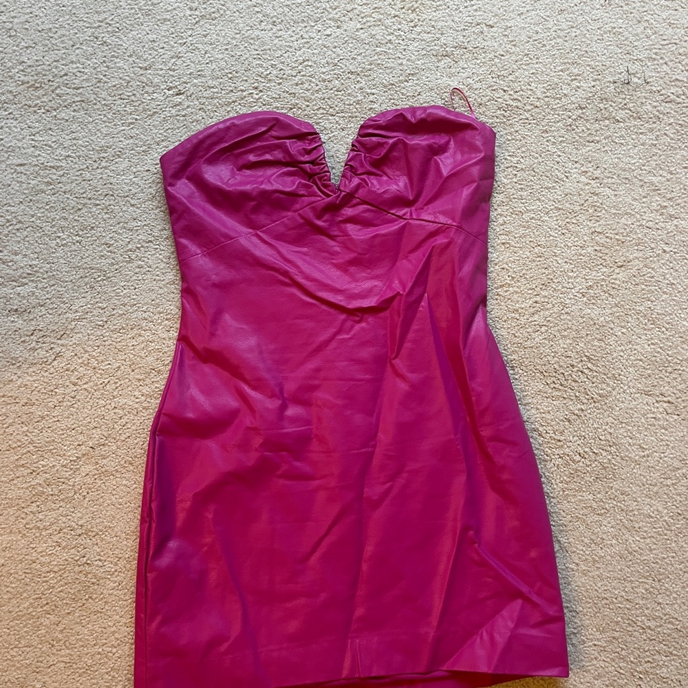 American Threads Pink Mini fake Leather Dress